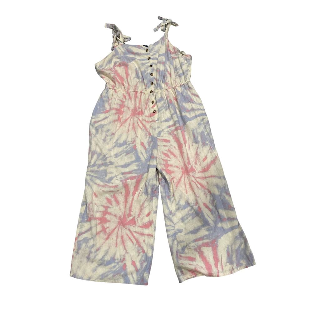 Modcloth Multicolor Tie Dye Floral Linen Blend Overalls 3X Boho Festival Wear